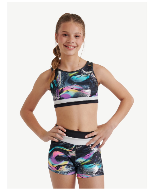 Justice Reversible Racerback Sports Bra for Girls with Swirl Print |  WTWL1203XA
