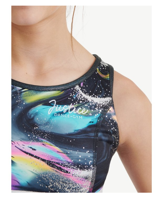 Justice Reversible Racerback Sports Bra for Girls with Swirl Print |  WTWL1203XA