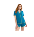 Joyspun Women’s Short Sleeve Notch Top and Shorts Pajama Set with Blanket Stitching, Sizes XS-3X | WTWL598XA