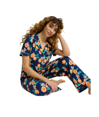 Joyspun Women's Dreamy Soft Collection Notch Collar Short Sleeve Knit Top & Capri Pajama Set, 2-Piece, Sizes XS-3X | WTWL599XA