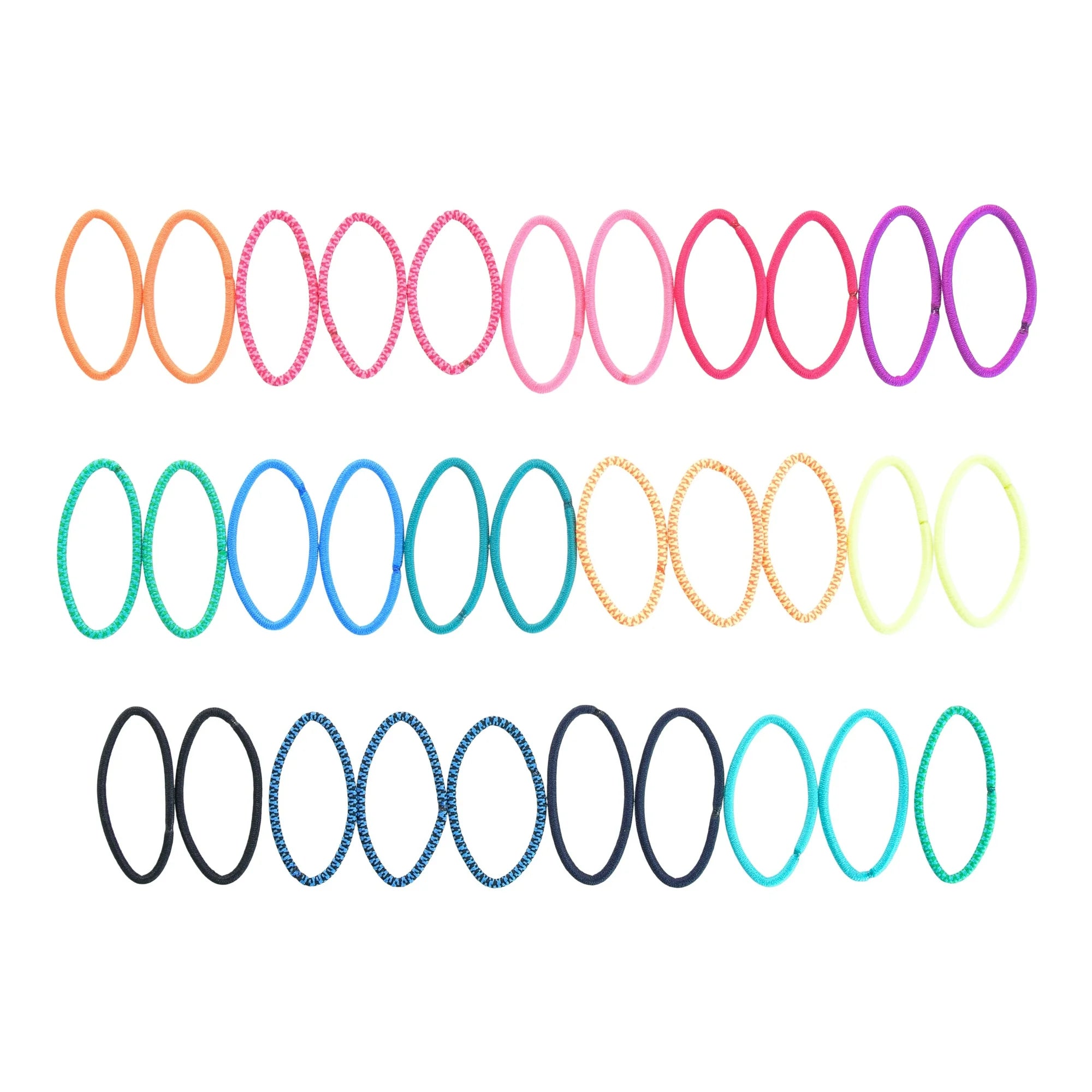 Scunci No Damage Elastic Nylon Ponytail Holder Hair Ties, Multi-Color Solids and Patterns, 32 Ct |  WTWL429XA