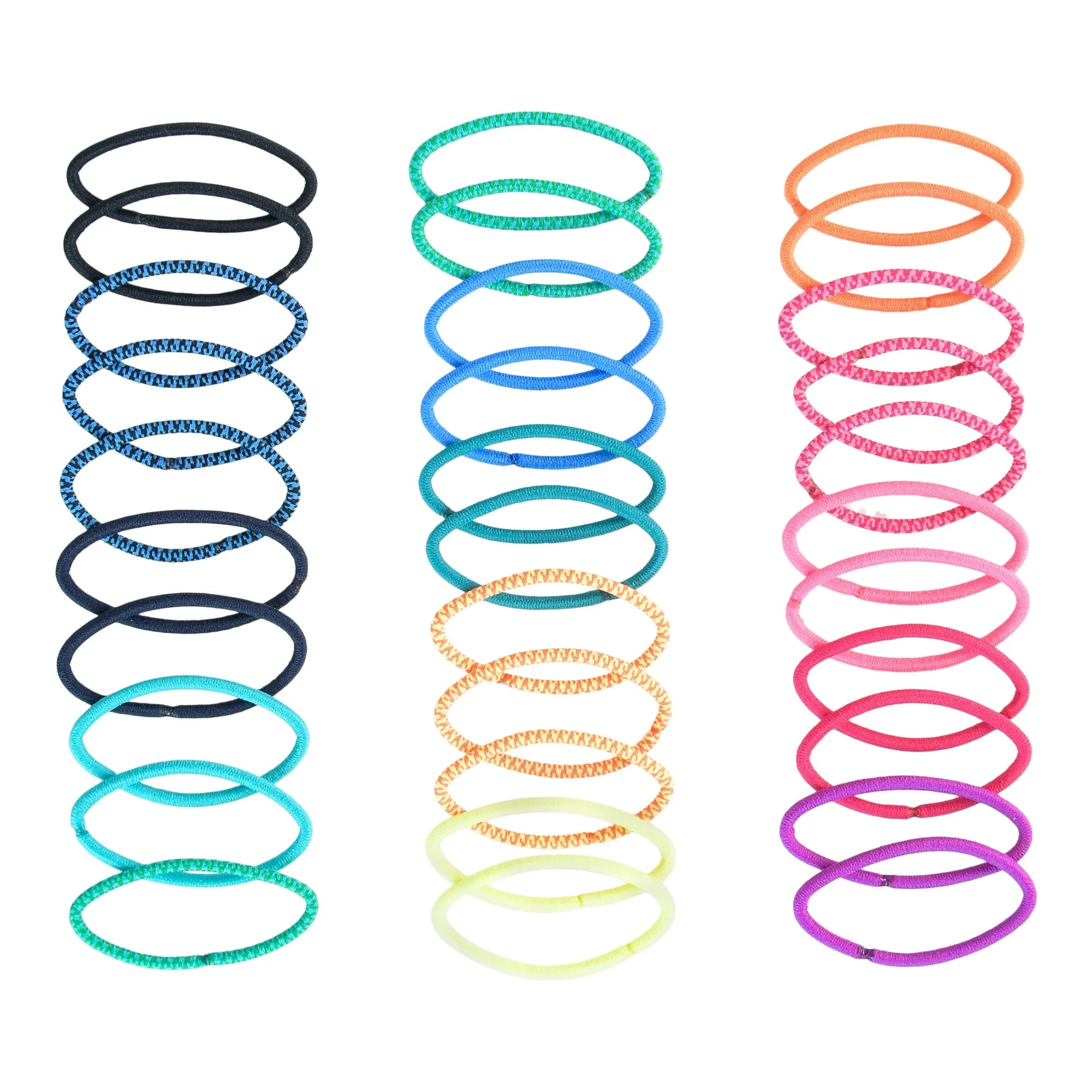 Scunci No Damage Elastic Nylon Ponytail Holder Hair Ties, Multi-Color Solids and Patterns, 32 Ct |  WTWL429XA