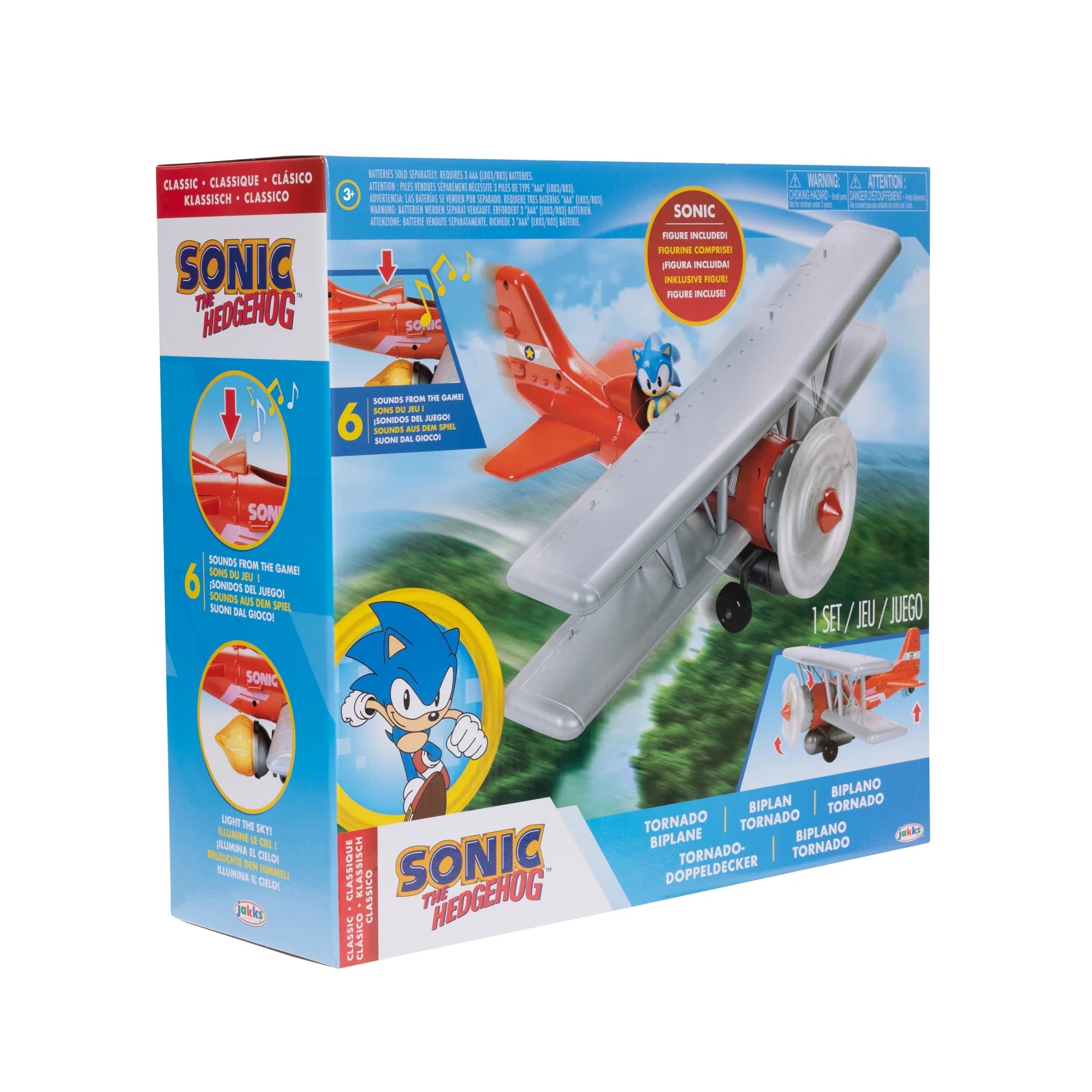 Sonic Tornado Biplane 2.5 inch Action Figure Playset with Sounds and Motorized Propeller  |  WTWL763XA