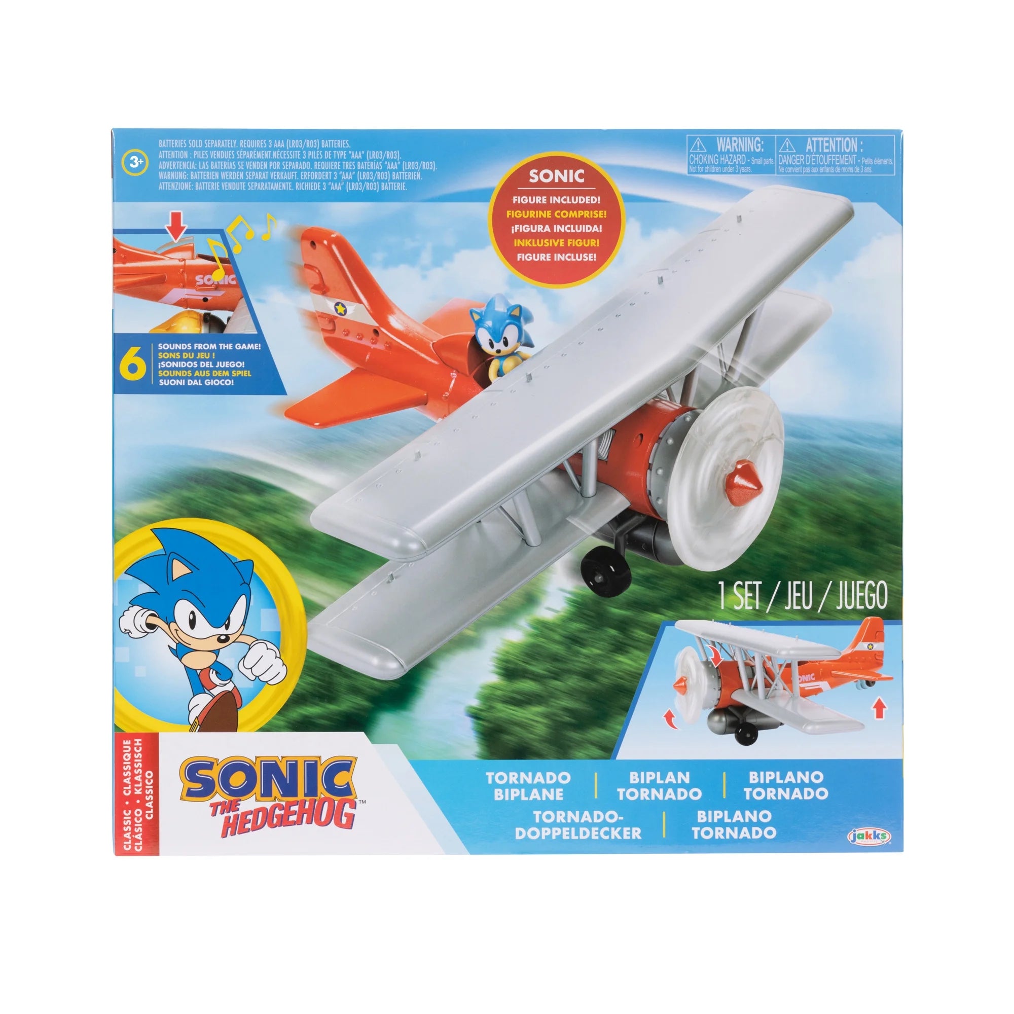 Sonic Tornado Biplane 2.5 inch Action Figure Playset with Sounds and Motorized Propeller  |  WTWL763XA