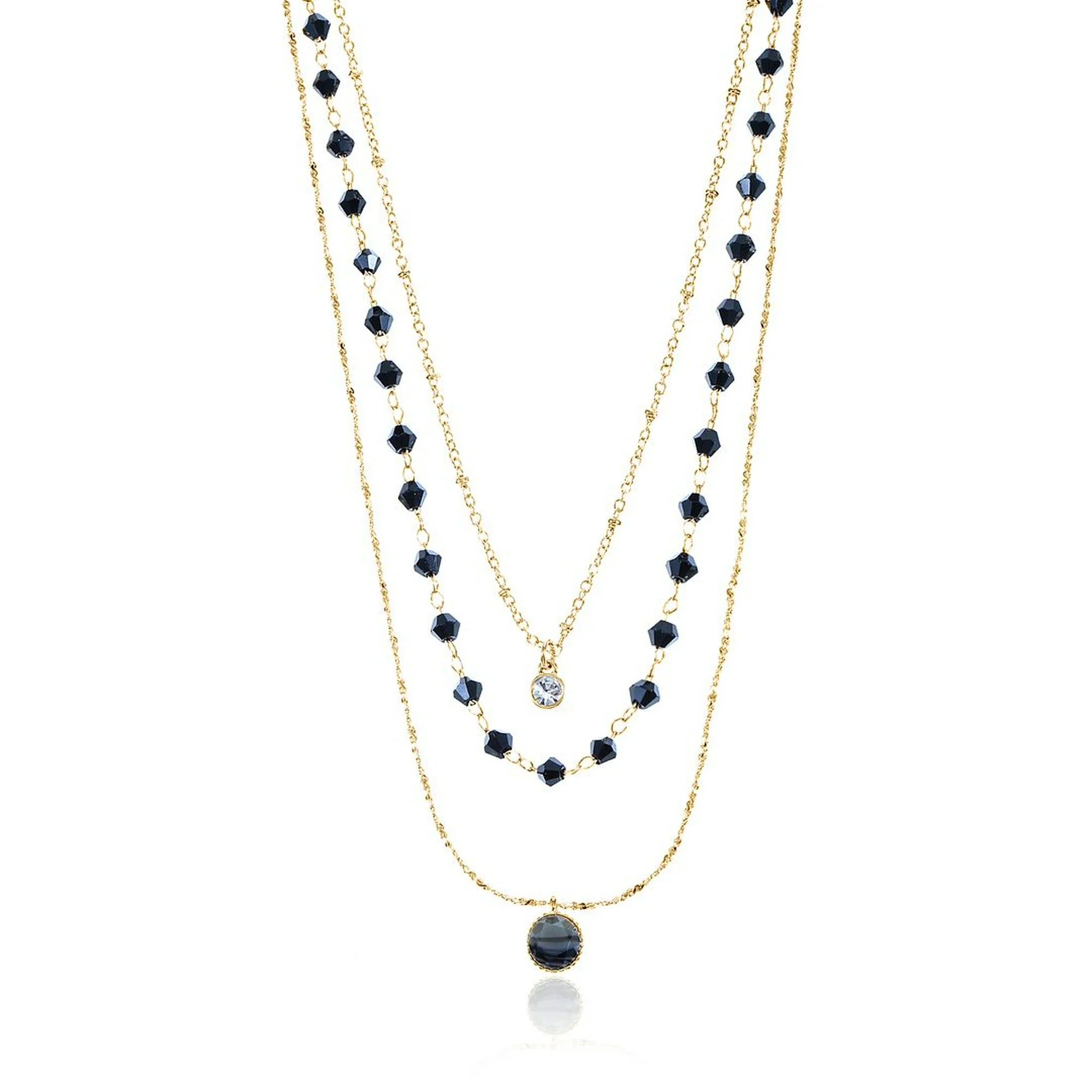 Time and Tru Women's Goldtone Layered Necklace Set, 3 Pieces, Black |  WTWL1098XA