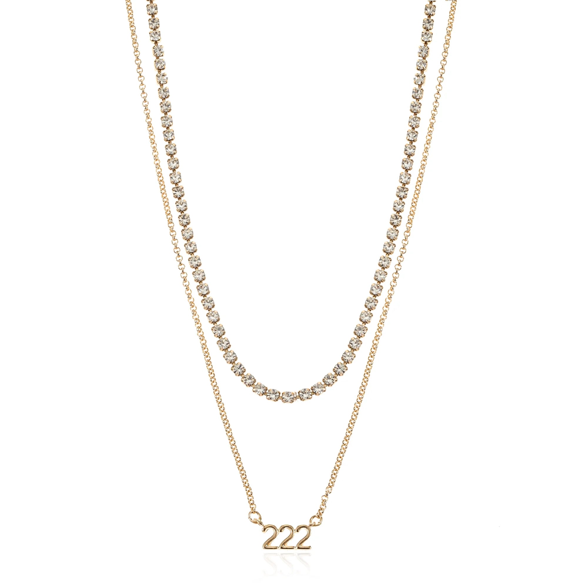 Time and Tru Goldtone Angel Number 222 Necklace Set, 2 Pieces | WTWL618XA