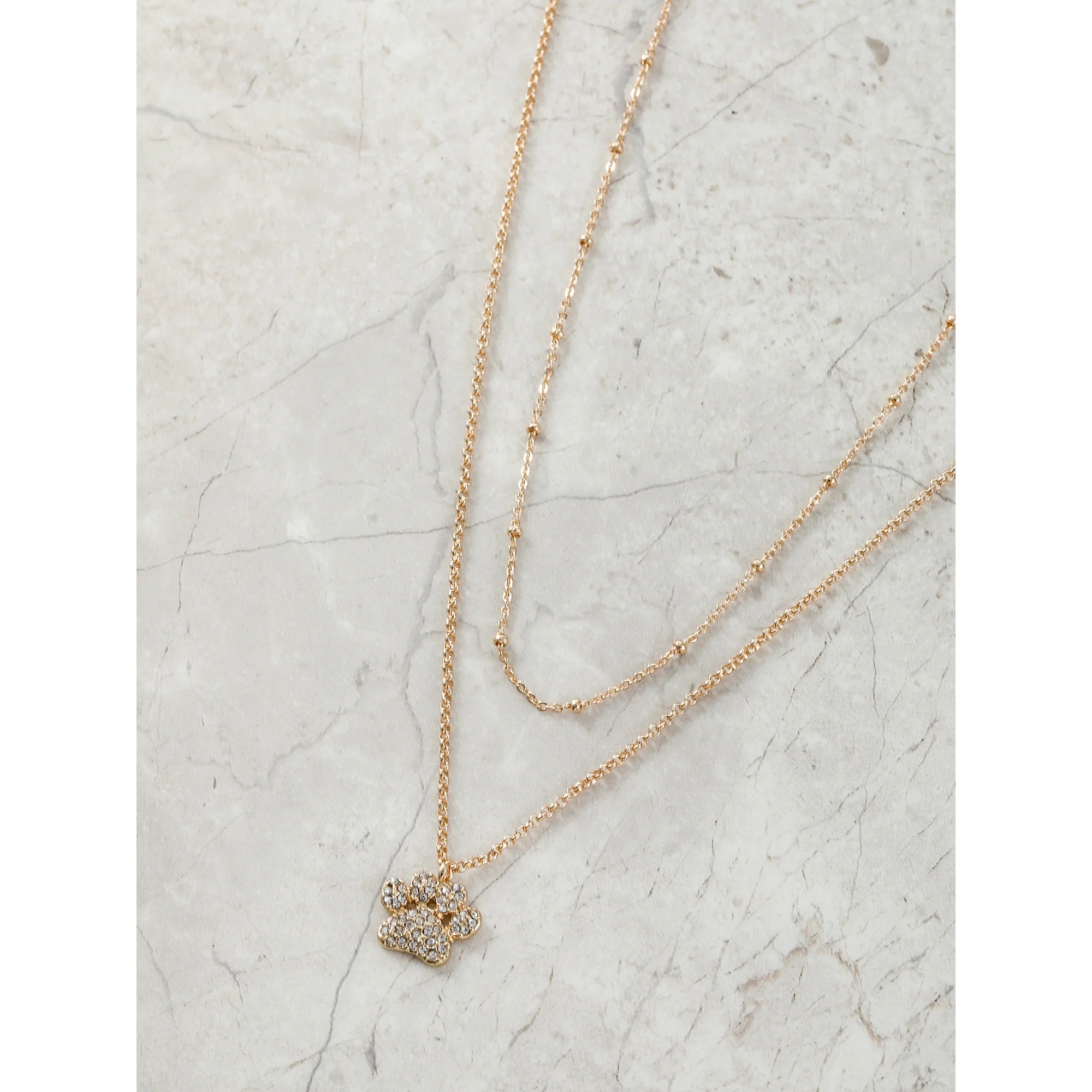 Time and Tru Goldtone Paw Print Necklace Set, 2 Pieces, Female, | WTWL285XA