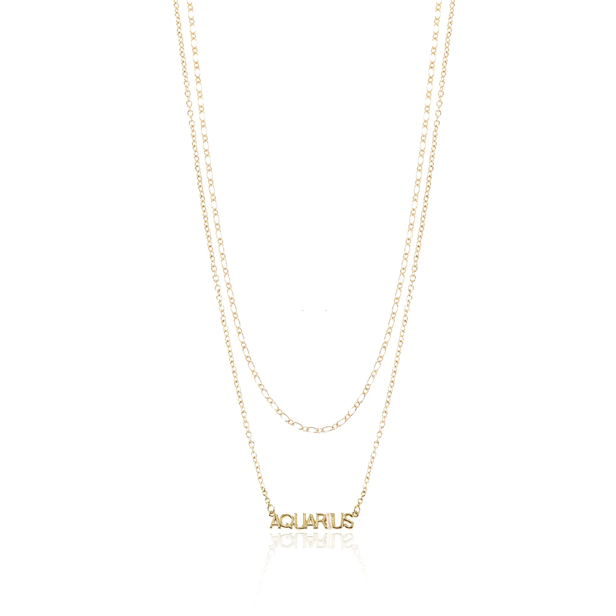 Time and Tru Goldtone Zodiac Necklace Set, 2 Pieces, Aquarius | WTWL629XA