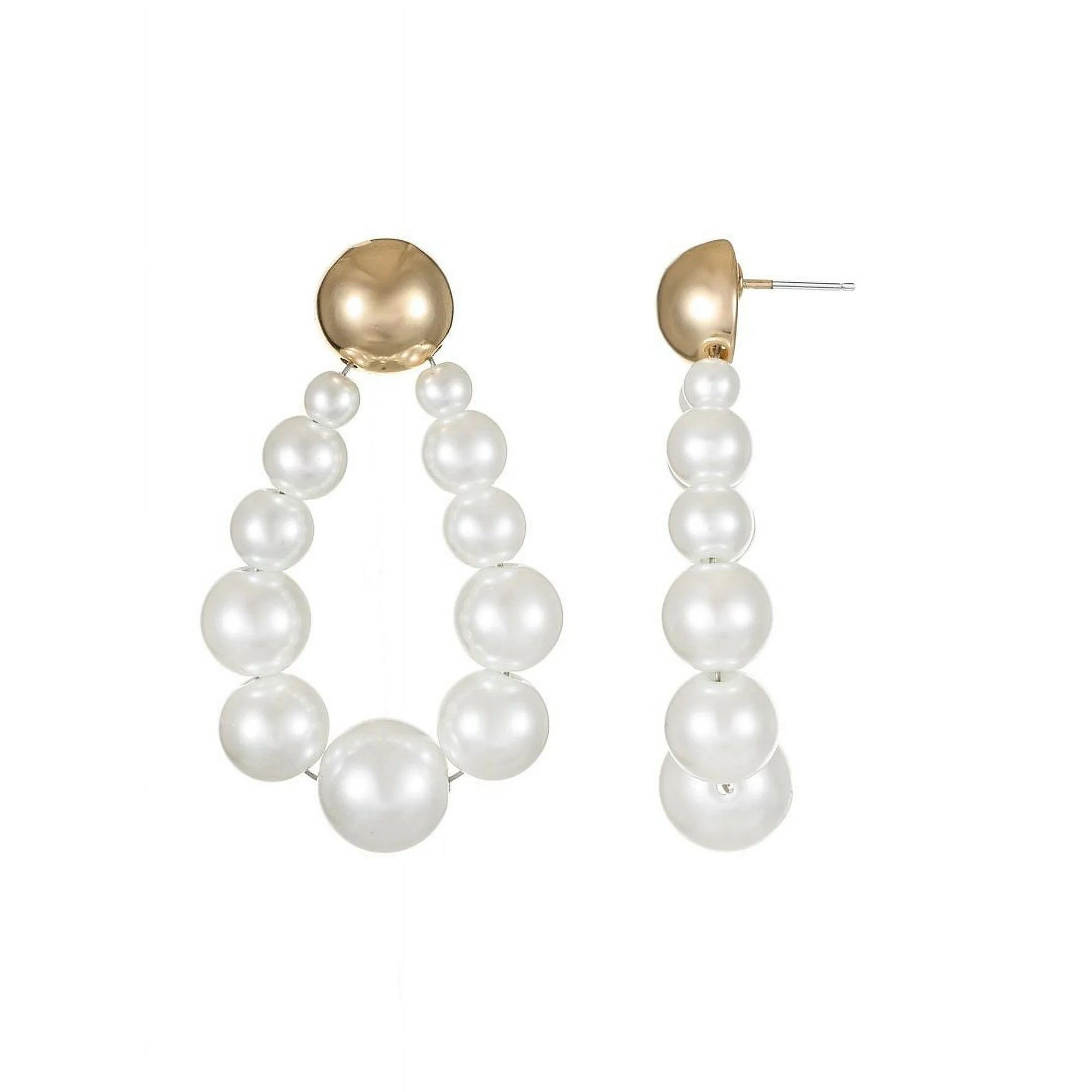 Time and Tru Goldtone and Simulated Pearl Loop Earring, Female, 1 Pair  | WTWL277XA