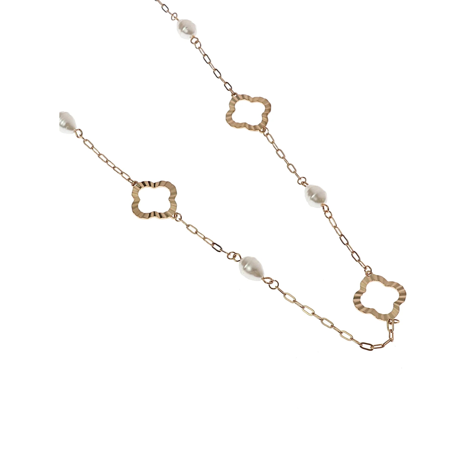 Time and Tru Woman's Stationed Pearl Necklace, Gold | WTWL221XA