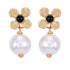 Time and Tru Women's Delicate Small Art Deco Gold Tone Flower Post Earring with Acrylic Pearl Drop |  WTWL253XA