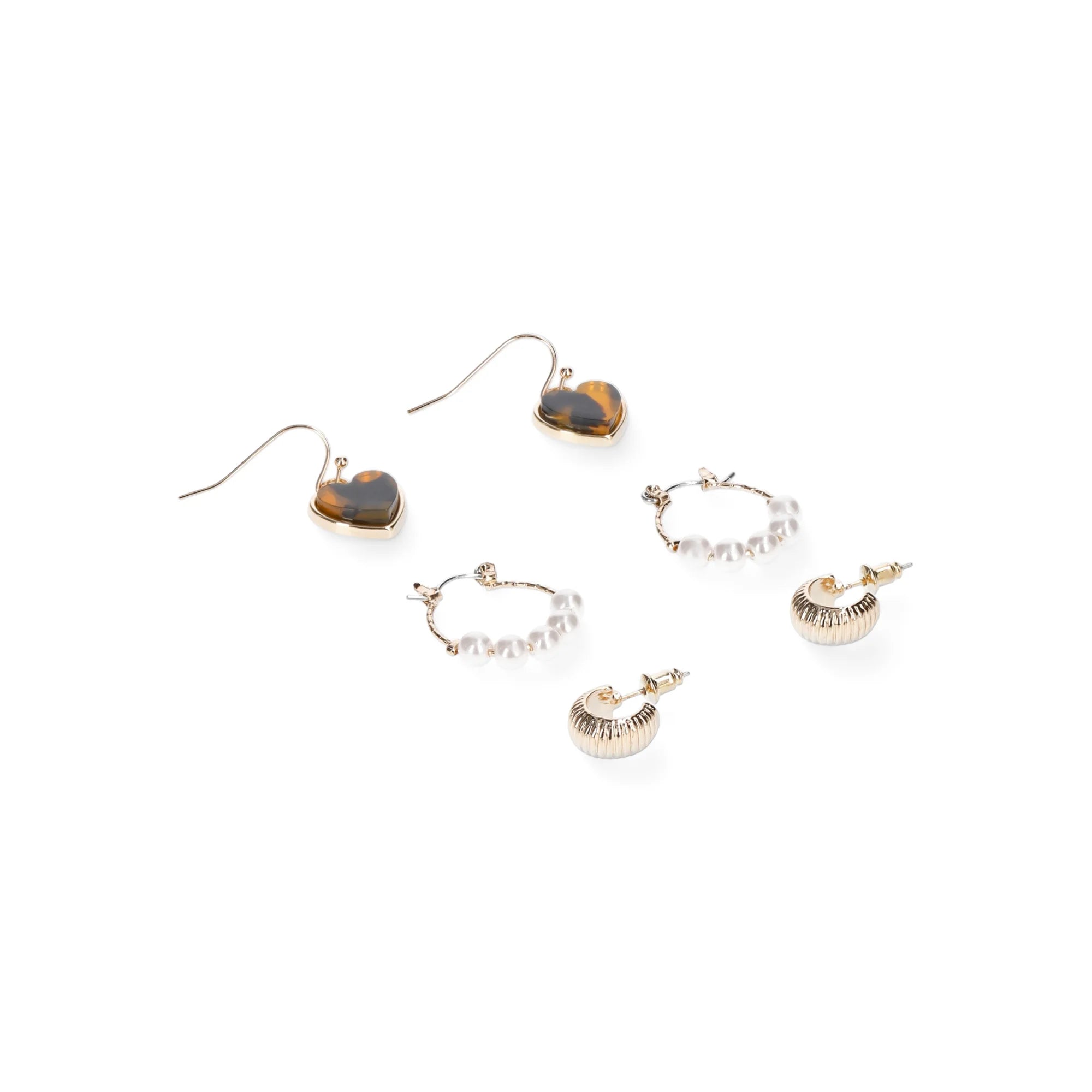 Time and Tru Women's Gold Tone Metal Earrings Set, 3-Pair |  WTWL273XB