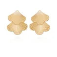Time and Tru Women's Gold Tone Modern Textured Double Fan Art Deco Style Casting Drop Post Earring  | WTWL256XA