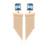 Time and Tru Women's Gold Tone Statement Earring with Garnet Rectangle Stone Post and Fringe Drop |  WTWL257XB