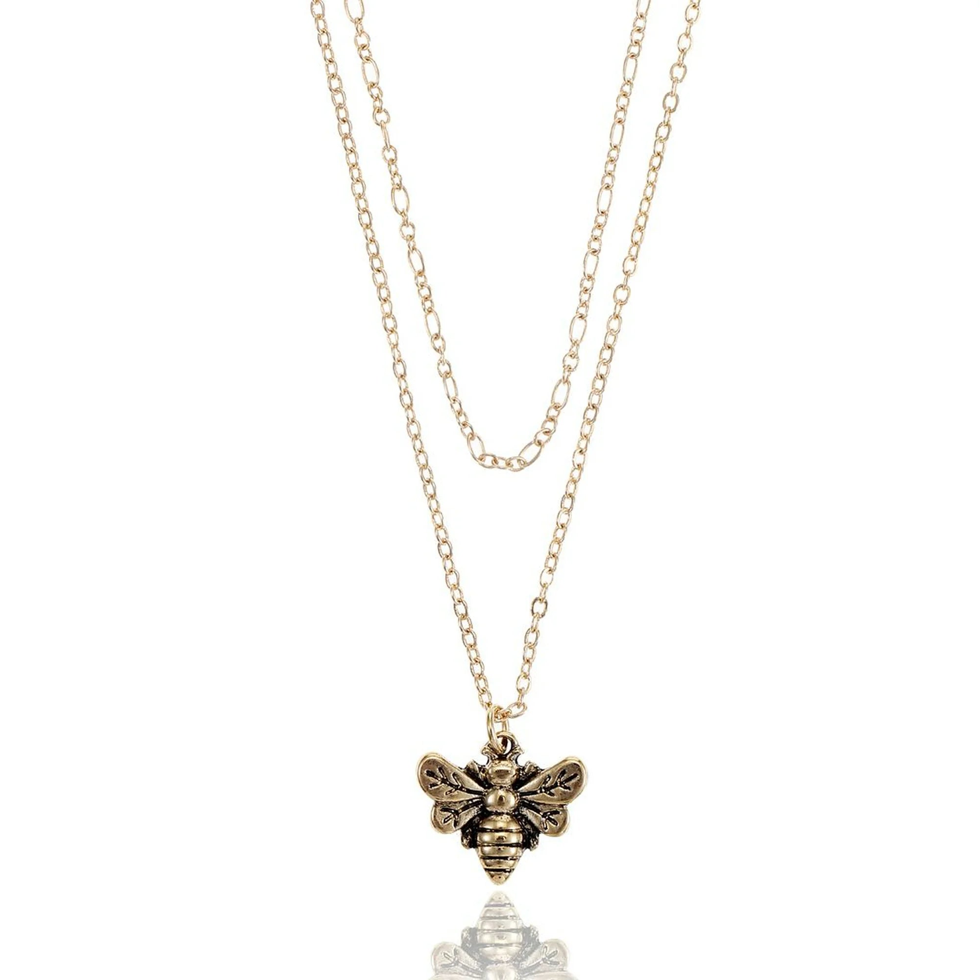 Time and Tru Women's Goldtone Honey Bee Motif Necklace Set, 2 Pieces |  WTWL236XA