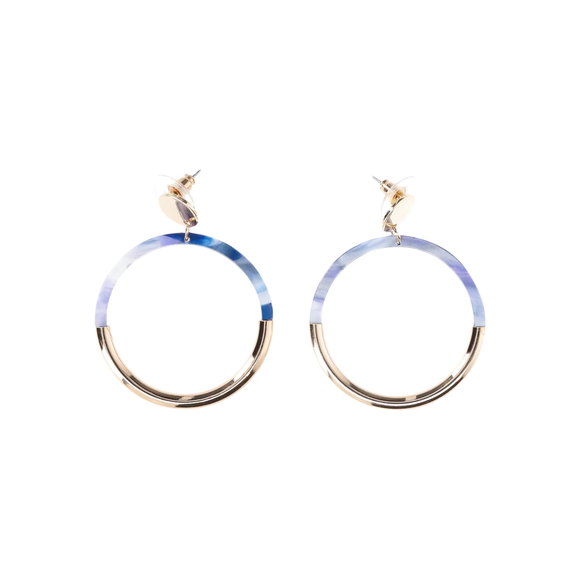 Time and Tru Women's Marble Gold Tone Drop Hoop Earrings |  WTWL254XA