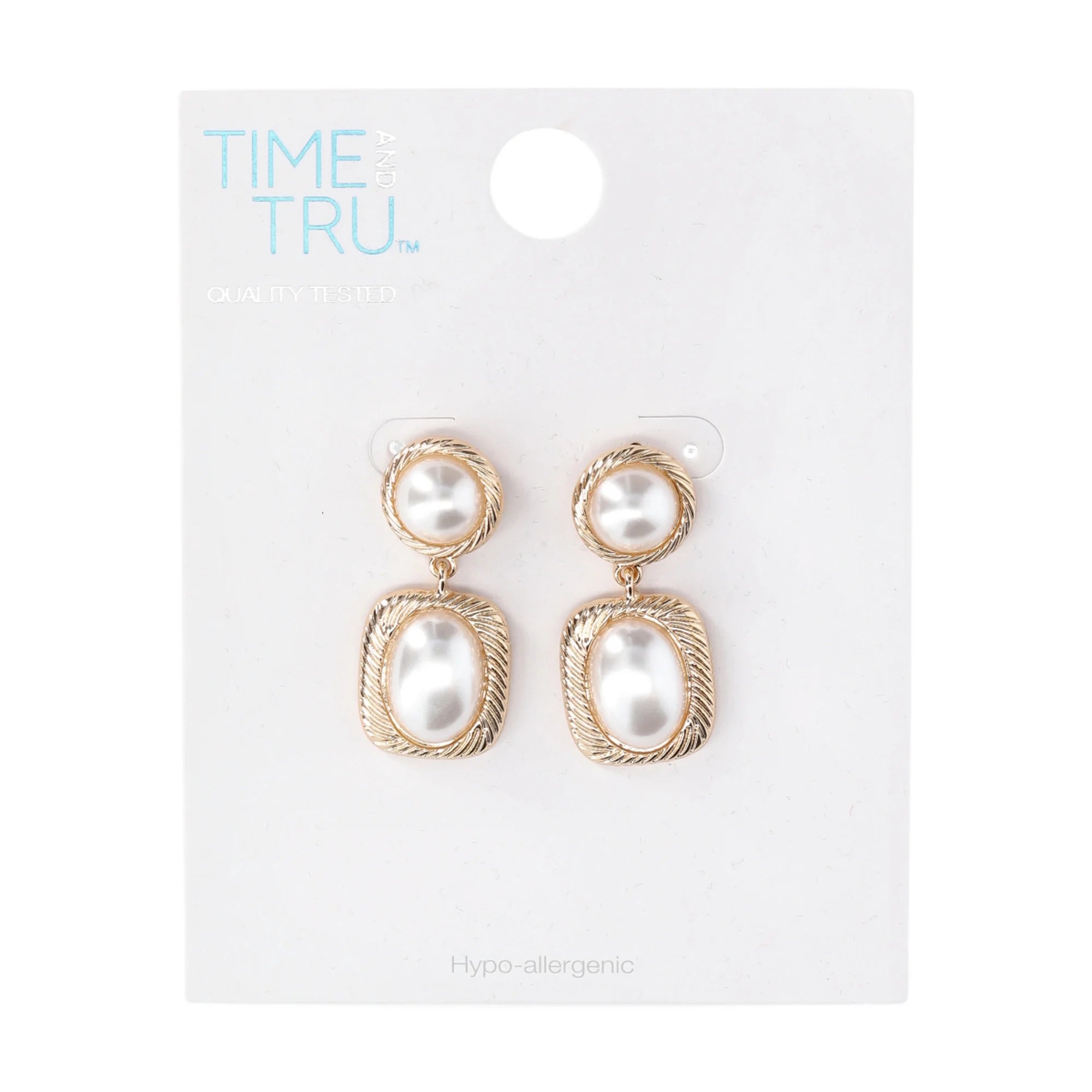 Time and Tru Women's Pearl Drop Earring, 1 Pair, Pearl Stone center  | WTWL248XA