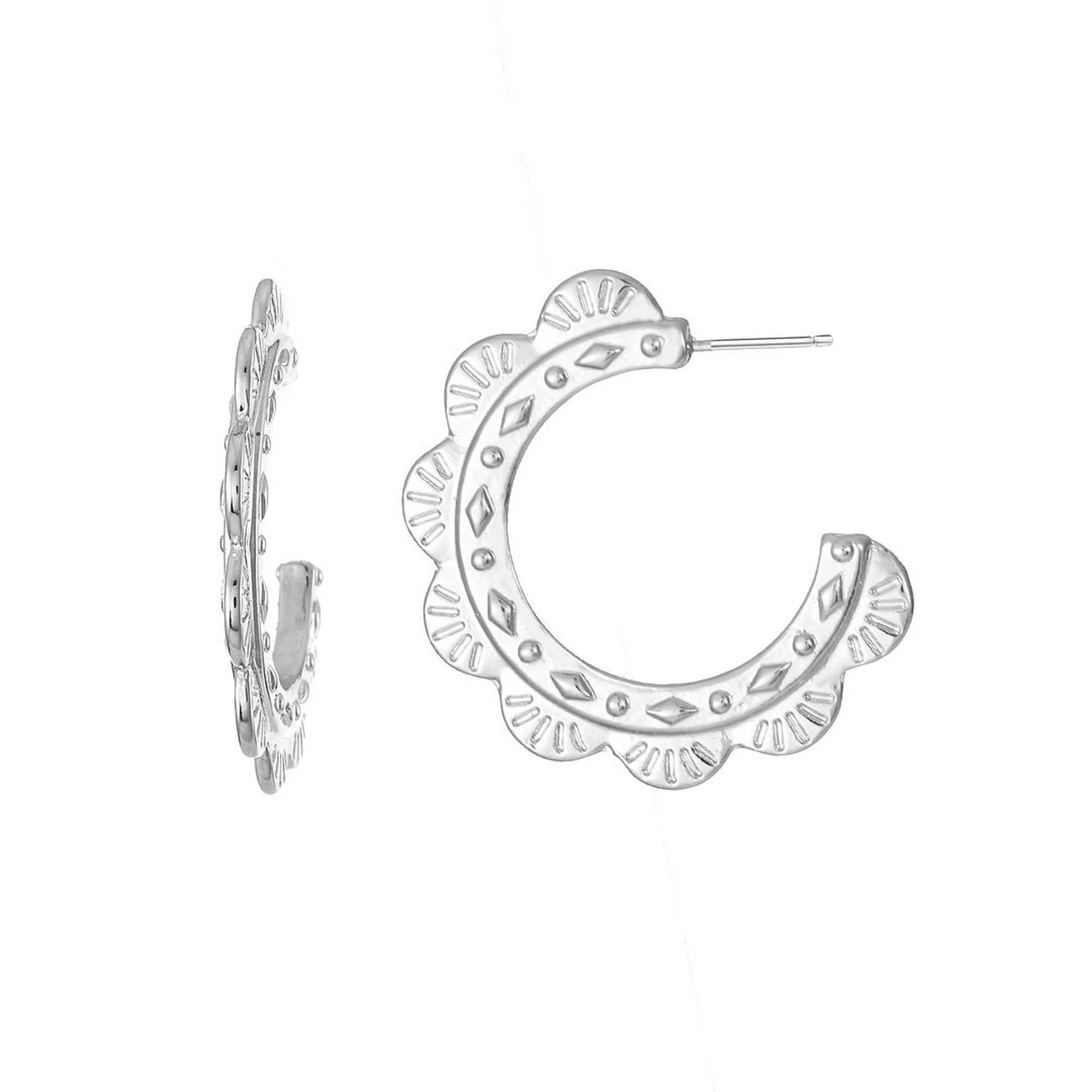 Time and Tru Women's Silvertone Hoop Earring | WTWL222XA