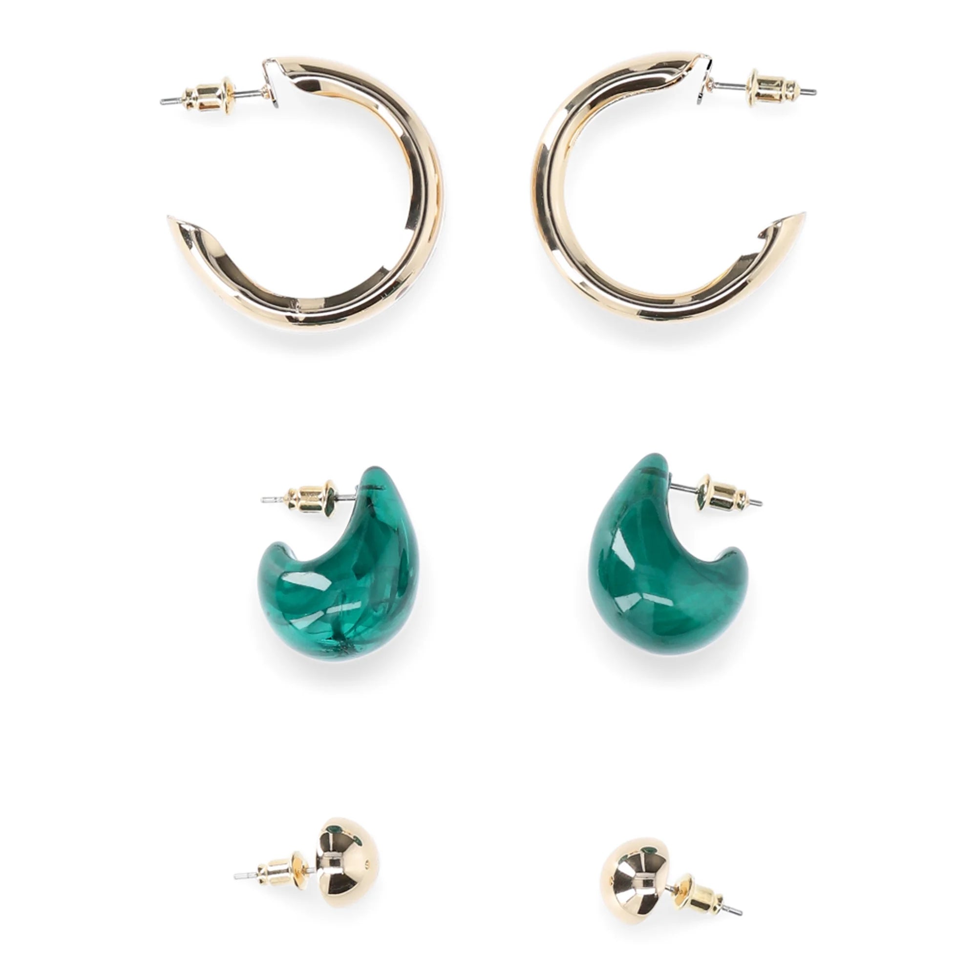 Time and Tru Women's Trio Hypoallergenic Gold Tone Stud and Hoop Earrings Set, 3-Pairs  | WTWL251XA