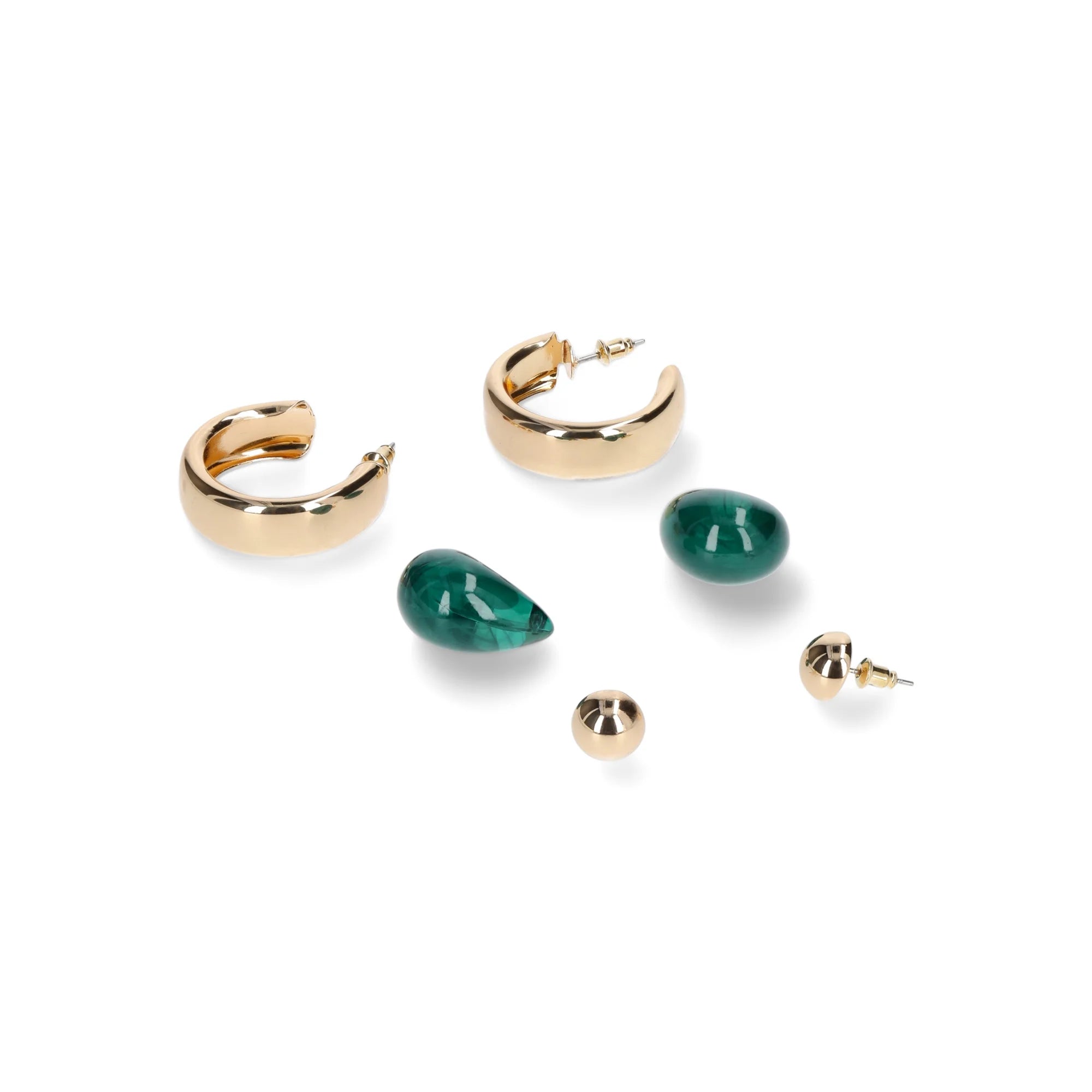 Time and Tru Women's Trio Hypoallergenic Gold Tone Stud and Hoop Earrings Set, 3-Pairs  | WTWL251XA