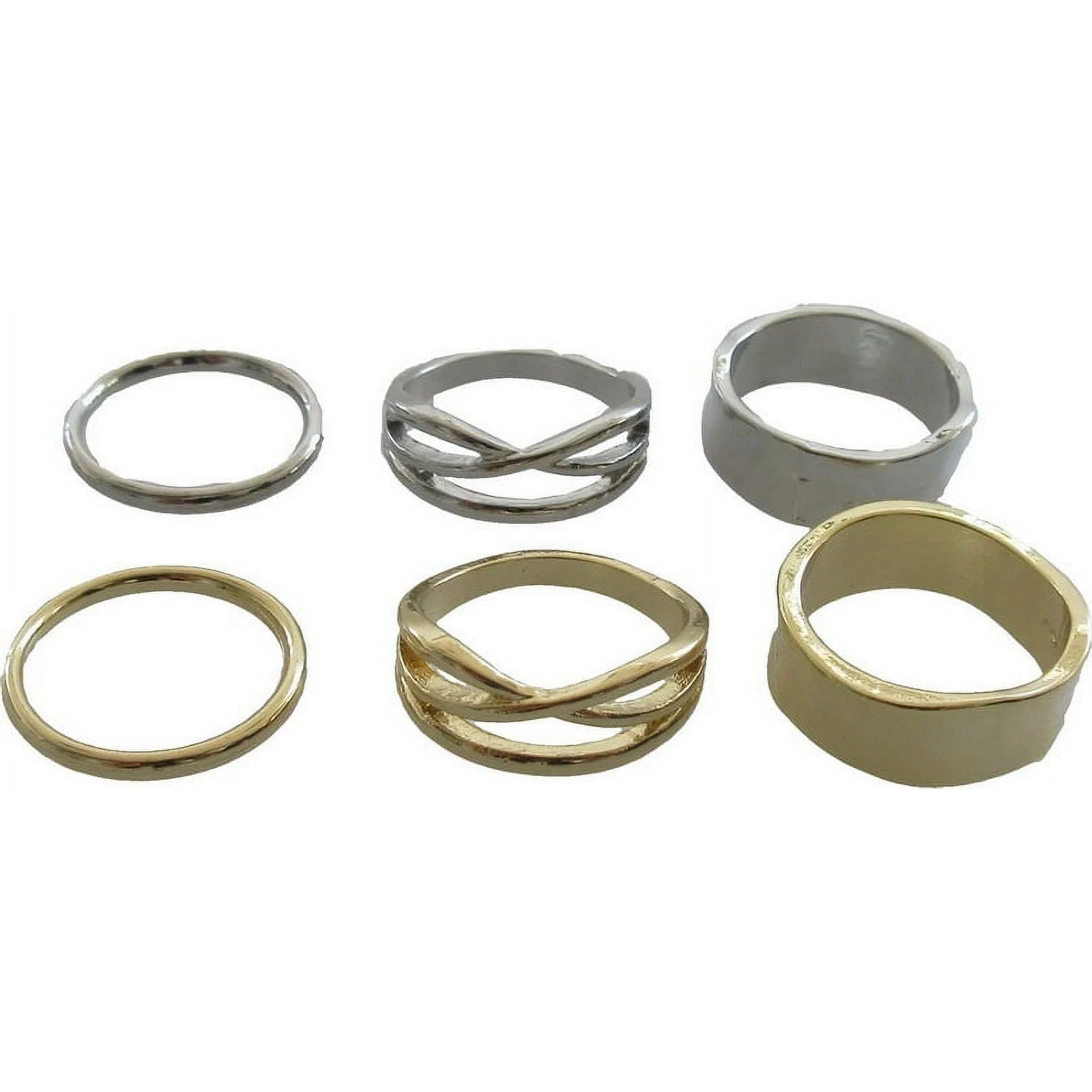 Time and Tru Women's Two Tone Band Ring Set, 6-Piece,  |  WTWL243XA