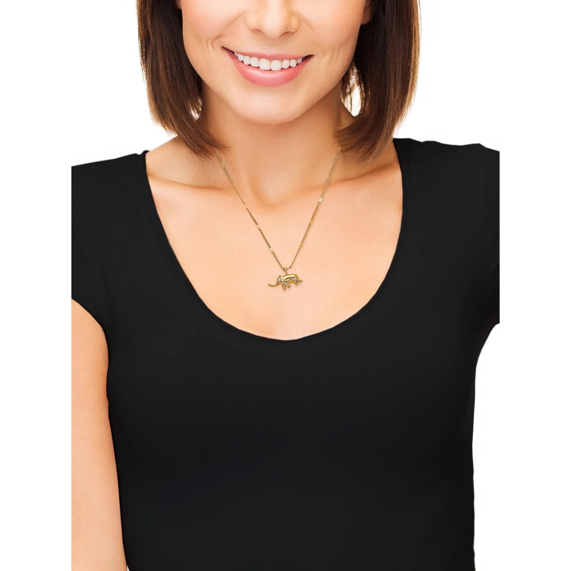 Time and Tru Womens Gold Elephant Charm Pendant Necklace Set, 1 Piece | WTWL235XA