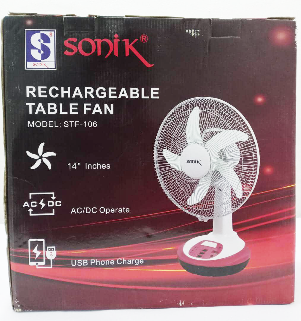 Sonic Table Fan, Rechargeable 14 Inches Table Fan | VTM38a