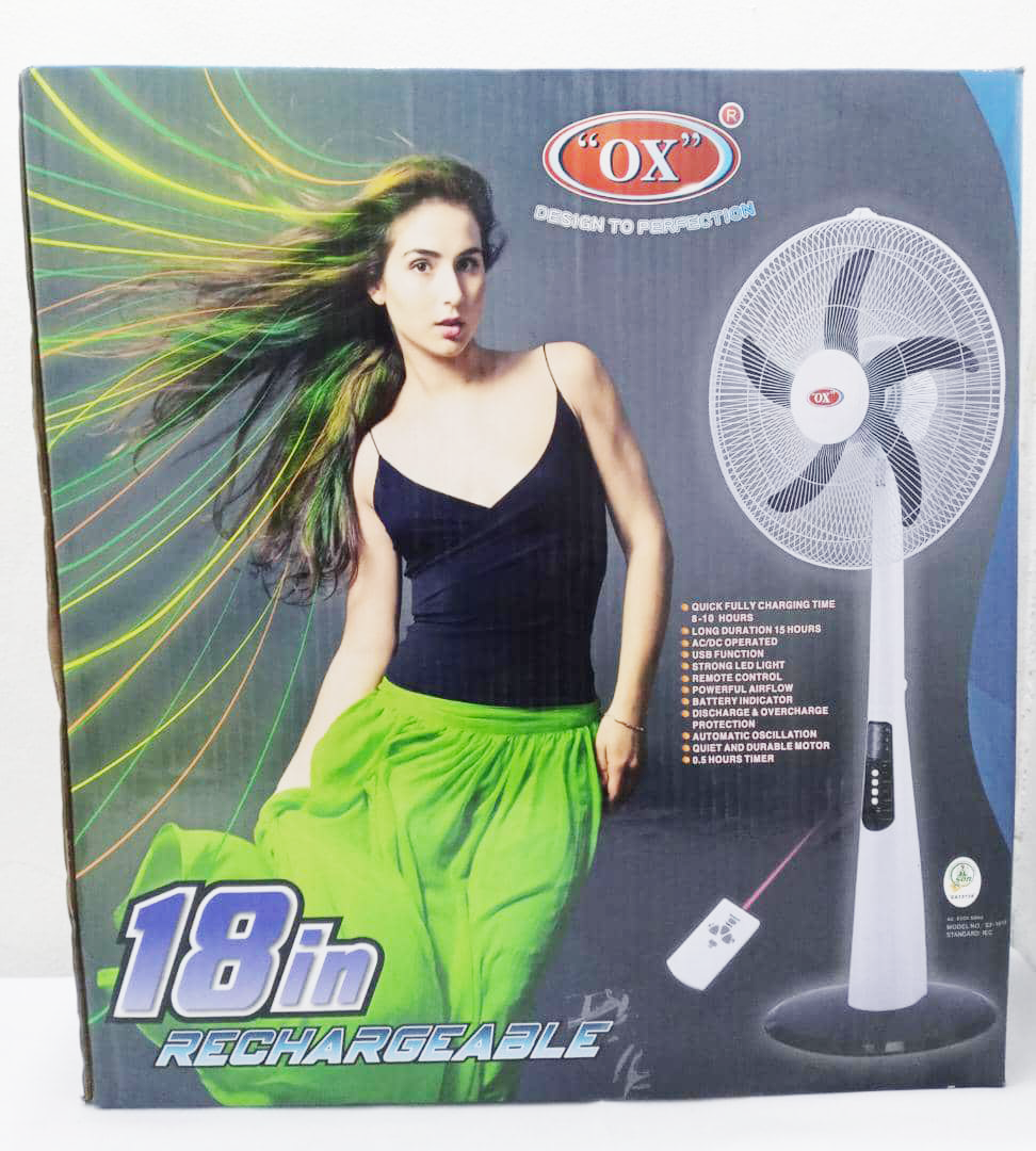 OX 18 Inches Rechargeable Standing Fan | VTM39a