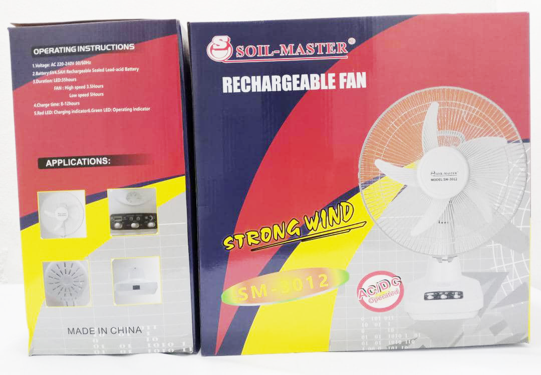 Soil Master Rechargeable Table Fan 12 Inches | VTM40a