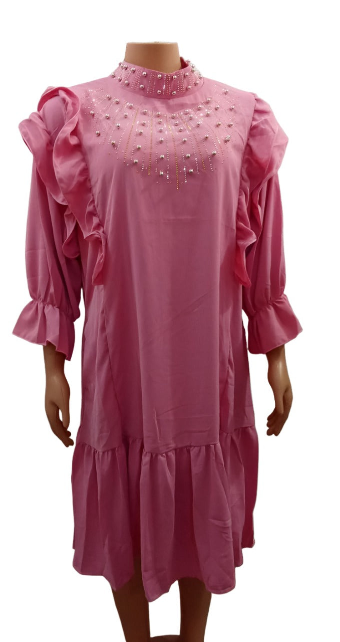 Trendy Fashion Ladies Stone Gown (Dress) 3XL, Pink | NBN5a