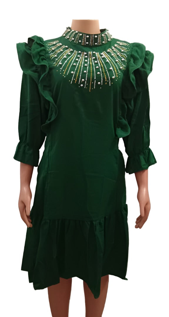 Super Fancy Ladies Stone Gown (Dress) XL, Green | NBN5b