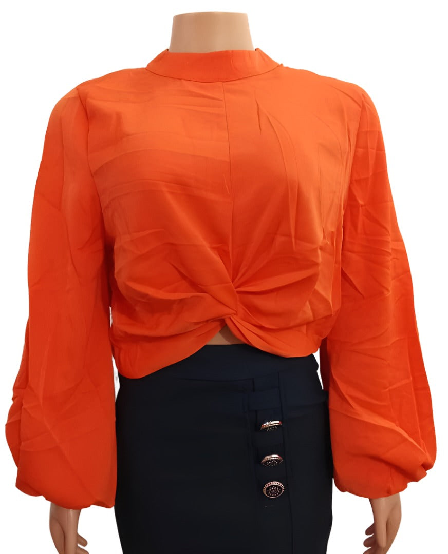 Super Fancy Designer Seven Fashion Top (Shirt, Blouse) for Ladies Large, Orange | CYZ1c