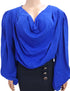 Seven Fashion Designer Crop Neck Top (Shirt, Blouse) For Ladies 2XL, Blue | CYZ2c
