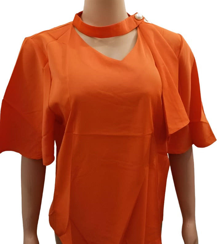 Stylish Seven Fashion Designer Top (Shirt, Blouse) for Ladies 2XL, Orange | CYZ4d