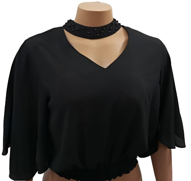 Best Selling Fancy Seven Fashion Top (Shirt, Blouse) for Ladies Large, Black | CYZ5a
