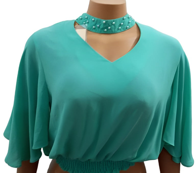Trending Fancy Seven Fashion Top (Shirt, Blouse) for Ladies Large, Cyan | CYZ5c