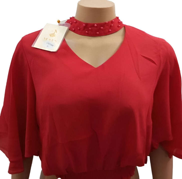 Super Fancy Seven Fashion Top (Shirt, Blouse) for Ladies XL Red | CYZ5d