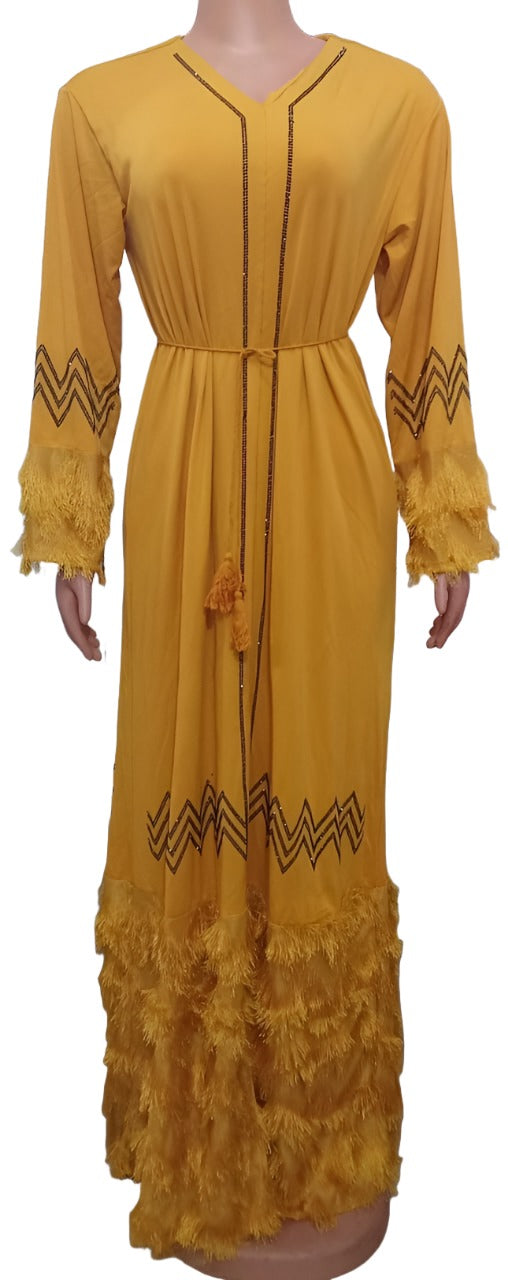 Superior Quality Long Gown (Dress) for Ladies 3XL, Gold | GBN4b