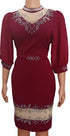 Trending Fashion Stone Gown (Dress) for Ladies 2XL, Wine Red | MNE4b