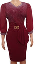 Super Fancy Stone Gown (Dress) for Ladies 2XL, Wine Red  |  MNE2b