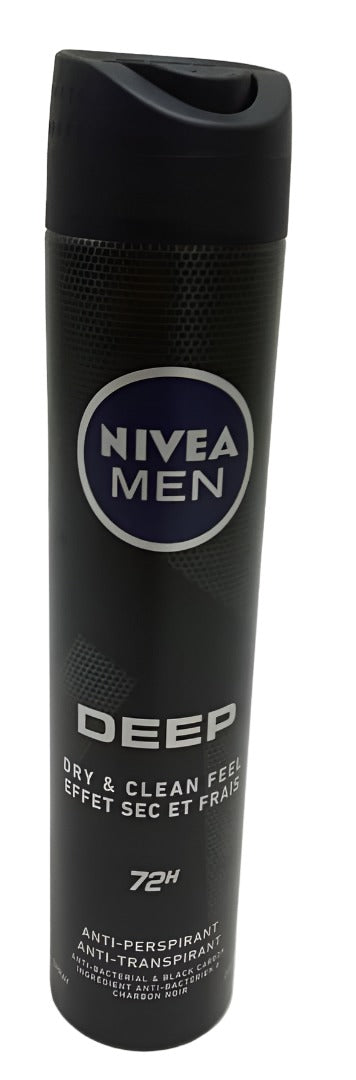 Nivea Men Deep Dry &Clean Feel Spray 200ML, Black | KHE1c