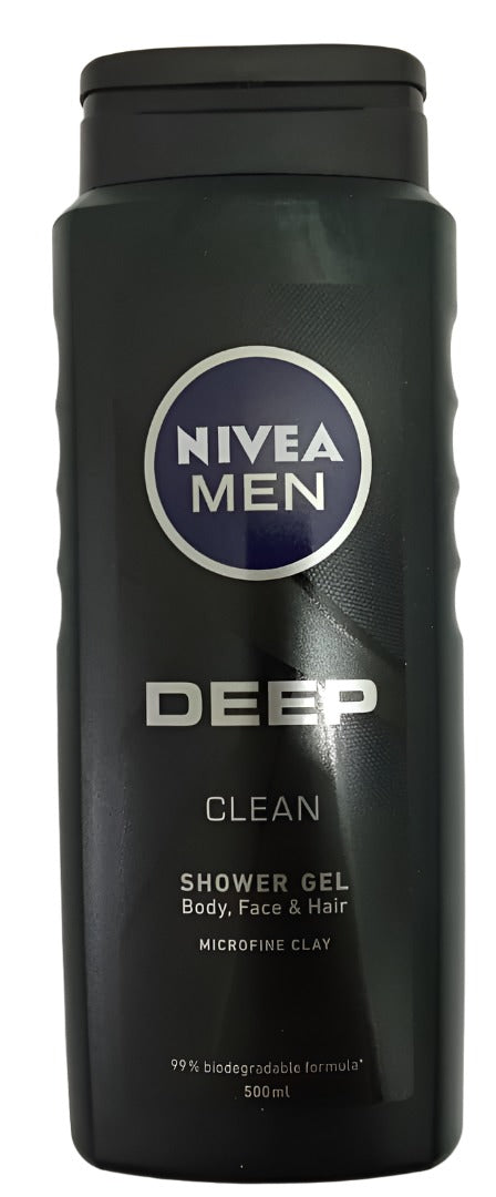 Nivea Men Deep Clean Shower Gel 500ML, Black | KHE25a