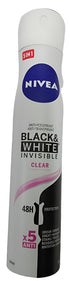 Nivea Black & White Invisible Clear Spray 200ML , White | KHE1b