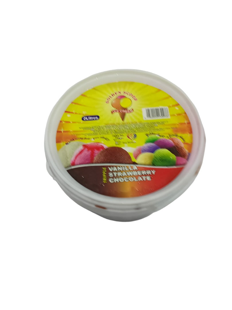 Golden Scoop Ice Cream, Vanila/Strawberry/Chocolate (2Litres
 Tripple) | PVT36a