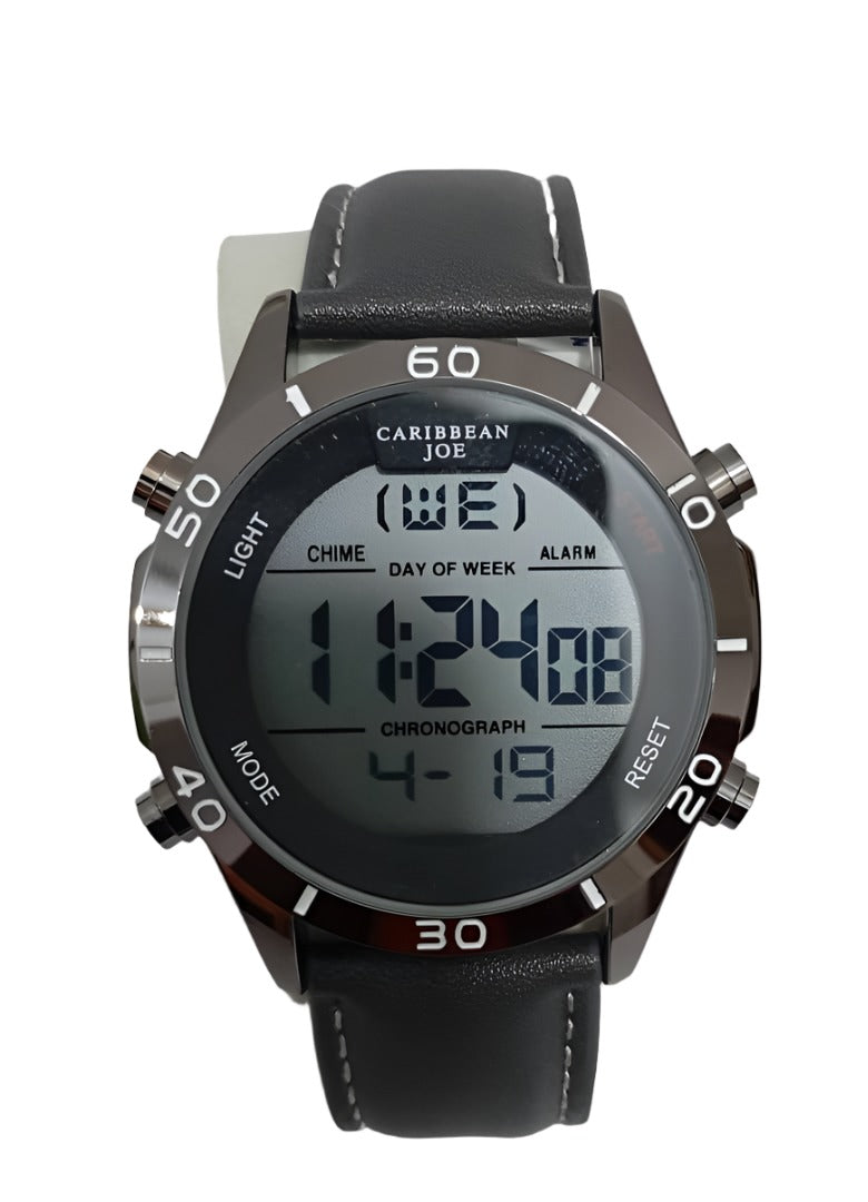 Carribean Joe Black Leather Wristwatch for Men | BLTN80