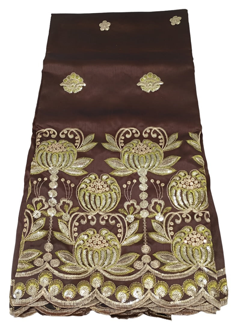 Beautiful Designer Silk George (Coffee Brown), 5 Yards/Piece | GLZ5036ZGL243D