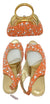 Super Classy Designer Ladies Shoe and Handbag Set (Orange) | DSSBK11018