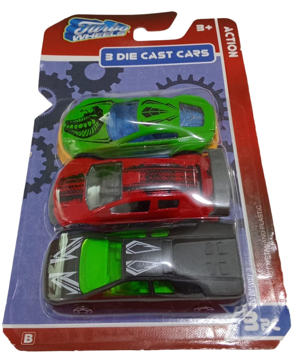 Action Turbo Wheels (3 Die Cast Cars, 3 Pieces/Pack) | DLTR9