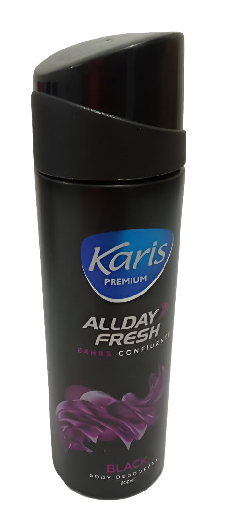 Karis Premium All Day Fresh Black Body Deodorant 200ML, Black | TNB9e