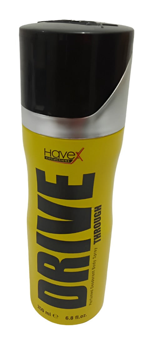 Havex Collection Drive Through Perfumed Deodorant Body Spray 200ML, Yellow | TNB10b